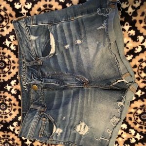 AE Hi Rise Shortie Distressed Shorts